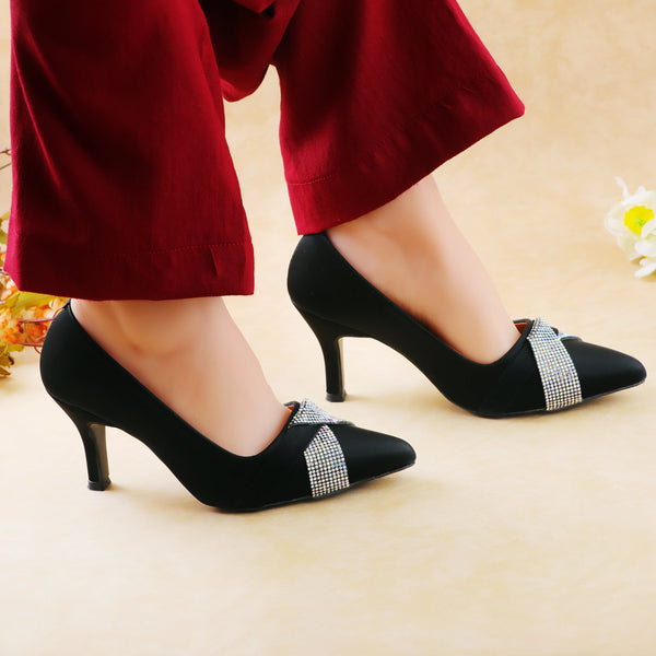 Dazzle Black Women Court Shoes