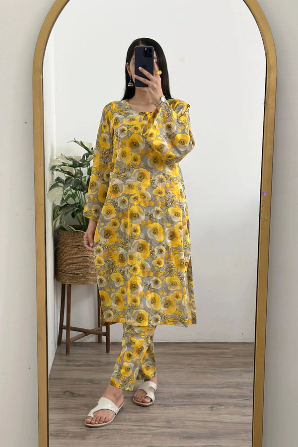 Gelya Grey Printed 2Pcs