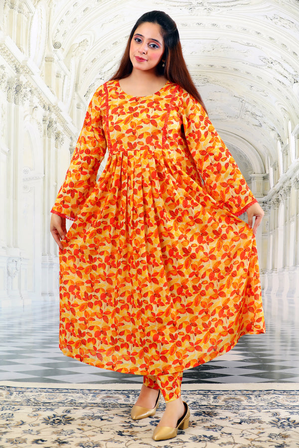 Lacey Orange Printed 2pcs