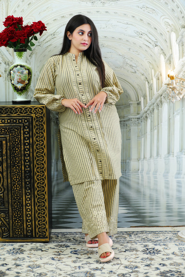 Hazel Beige Embroidered 2Pcs