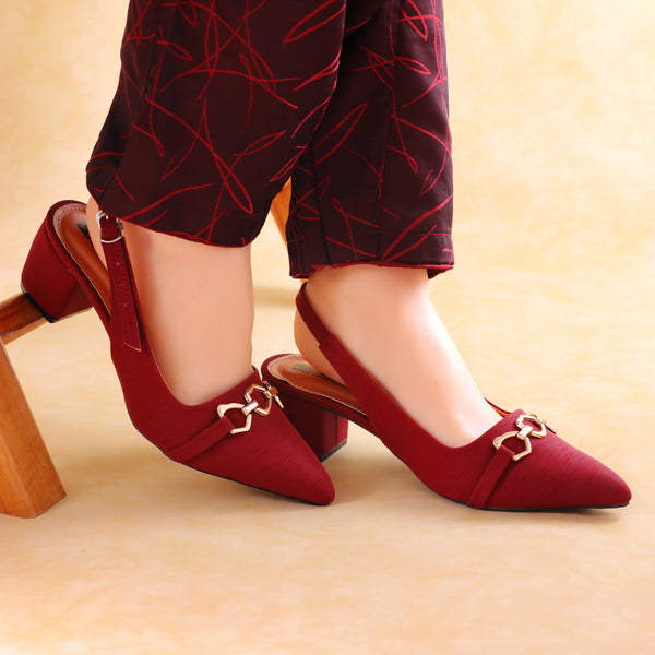 Sevish maroon women sling back heel sandals