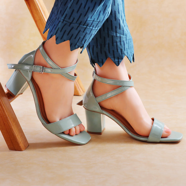 Stalon sea green Women heel sandals