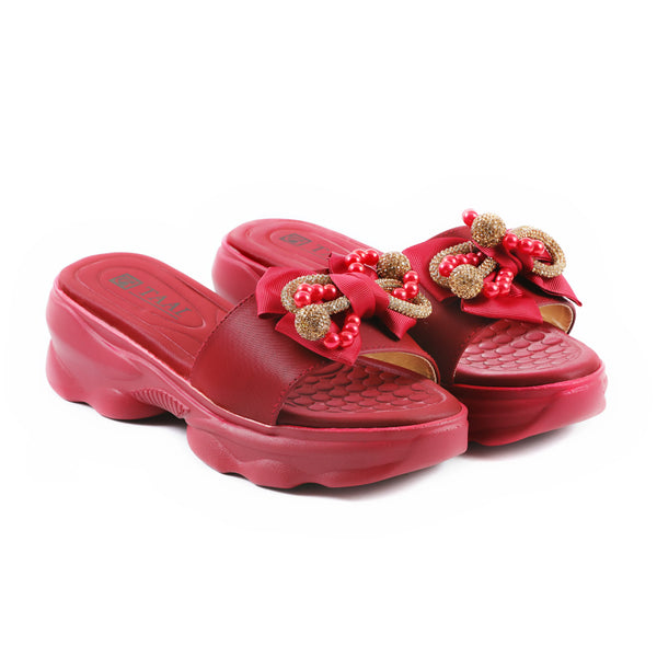 Wuhan Maroon women wedge slippers